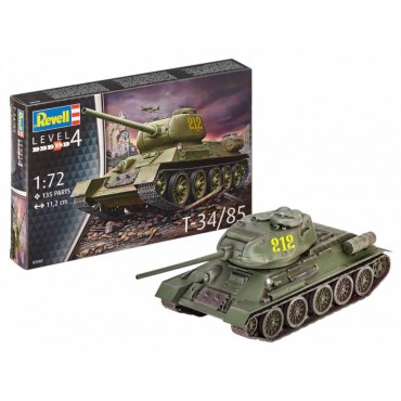 KIT PARA MONTAR REVELL TANQUE DE GUERRA T-34/85 1/72 135 PEÇAS REV 03302